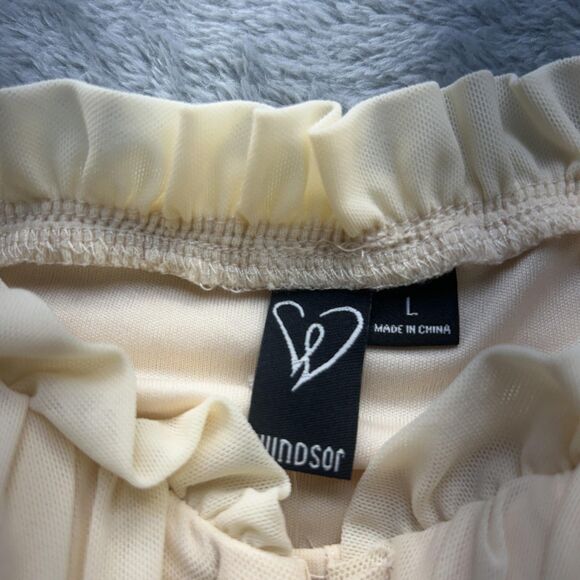 Babydoll Top Milkmaid Coquette Large Cream Off Shoulder Bustier Puff Sleeve Crop - Picture 4 of 11